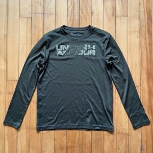 Under Armour HeatGear Kids Long Sleeve T Shirt Youth Medium Green Loose Fit